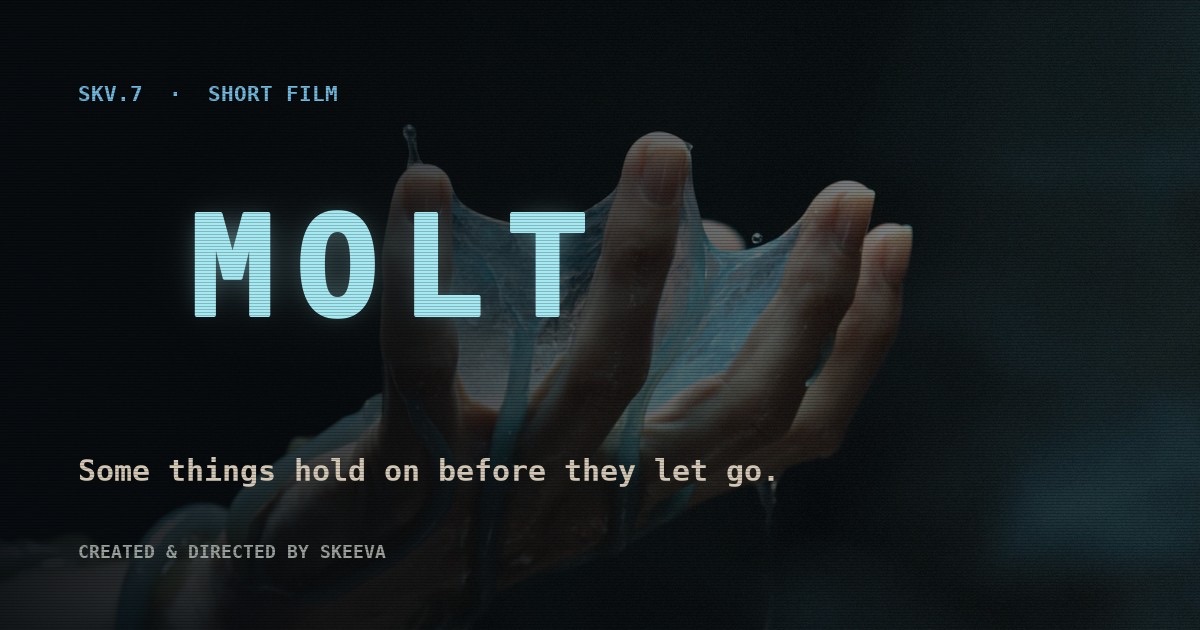 MOLT: a hand stretching a translucent membrane.